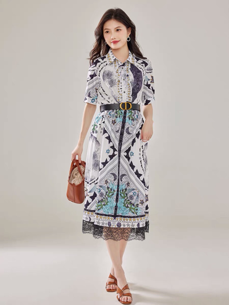 ĐẦM LỤA SƠ MI NGÔI SAOKÈM BELT D168